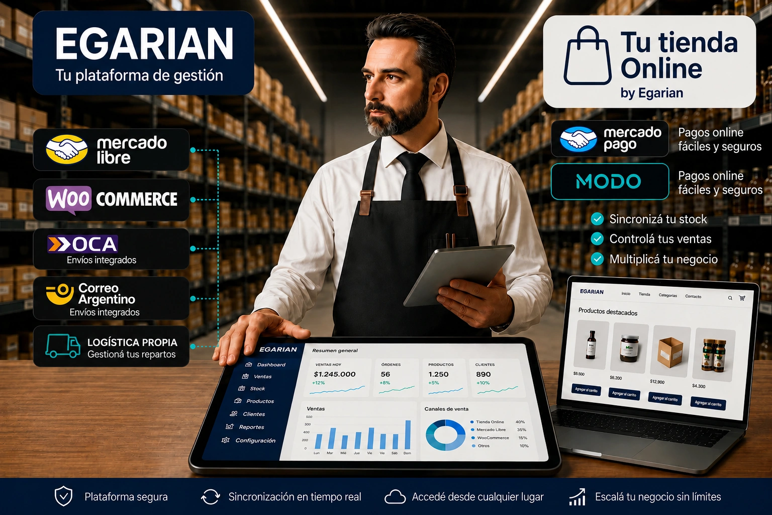 Empresario usando el sistema